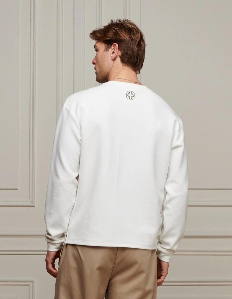White L/S Waffle T-Shirt - Image 3