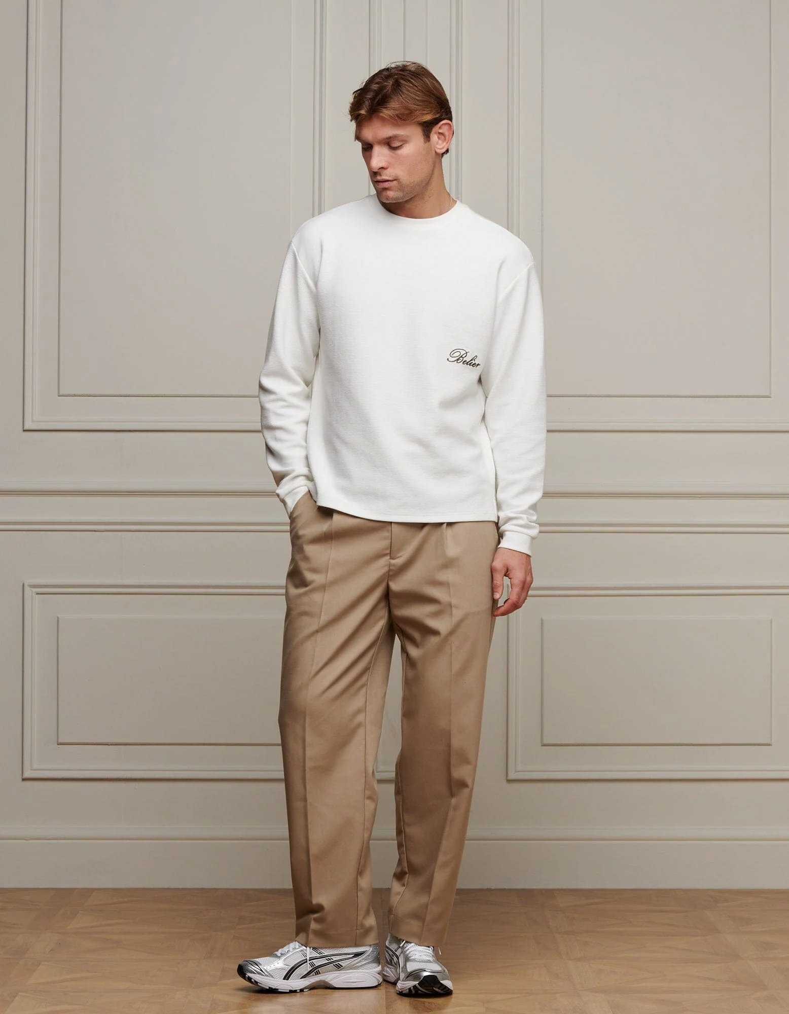 White L/S Waffle T-Shirt - Image 4