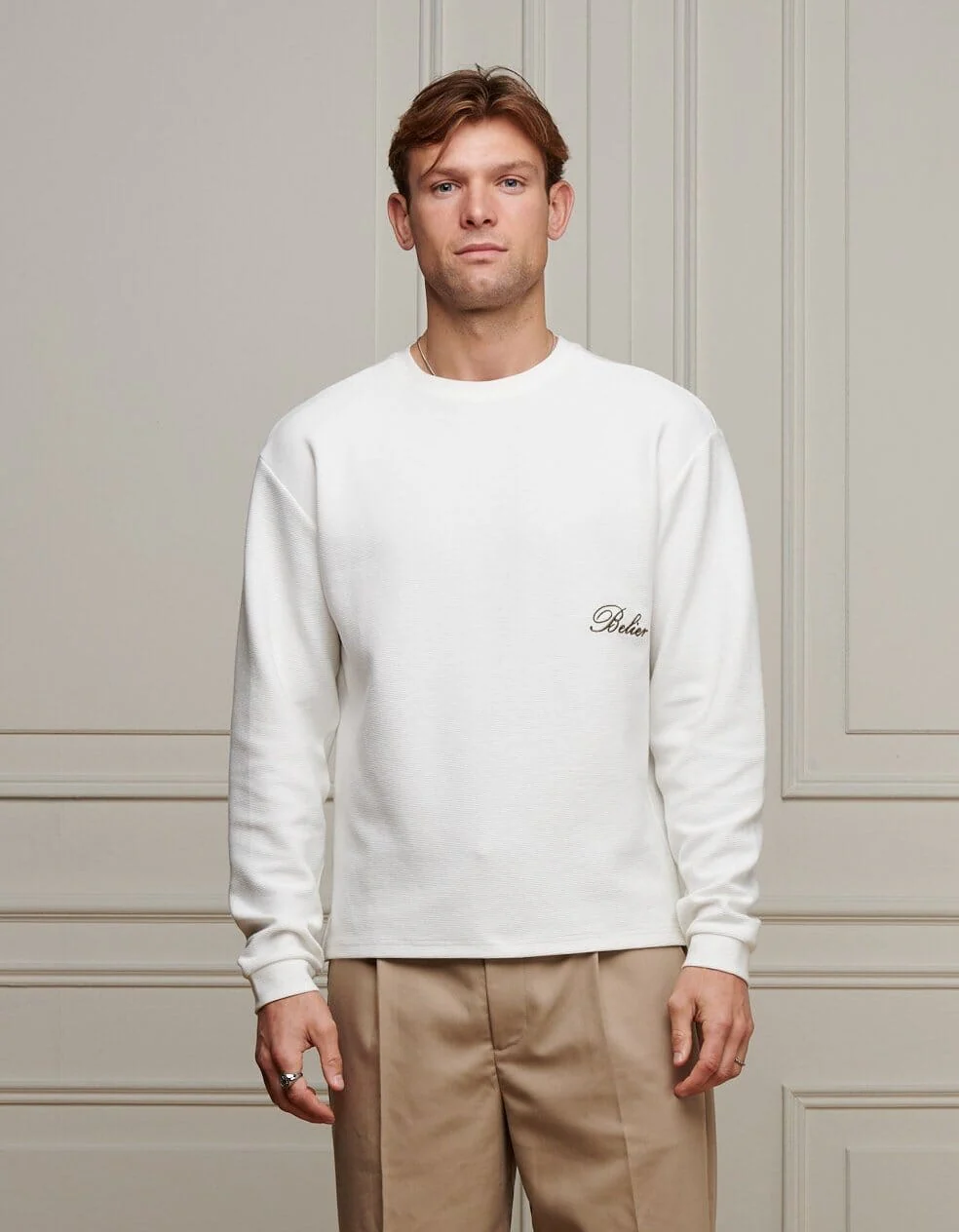 White L/S Waffle T-Shirt - Image 5